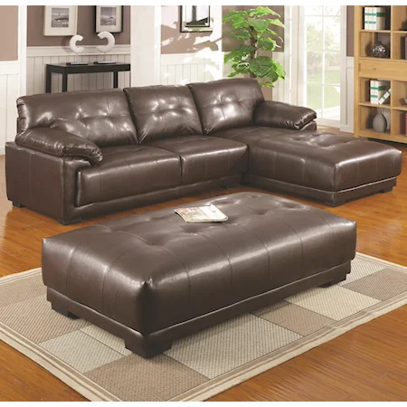 3 Piece Right Facing Chaise Sectional and Large Cocktail Ottoman Group